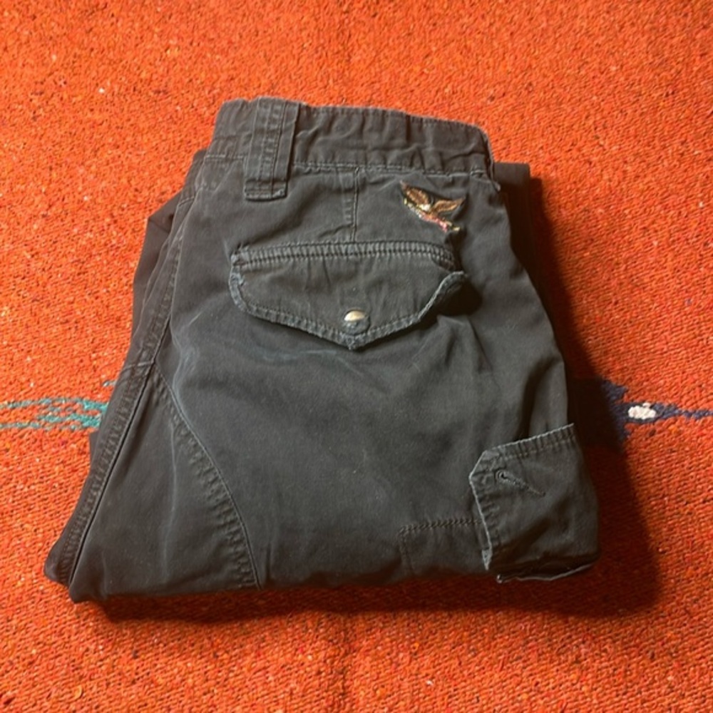 American Living Black Cargo Outdoor Y2K Thrashed‎ Mens 32/34 Pants